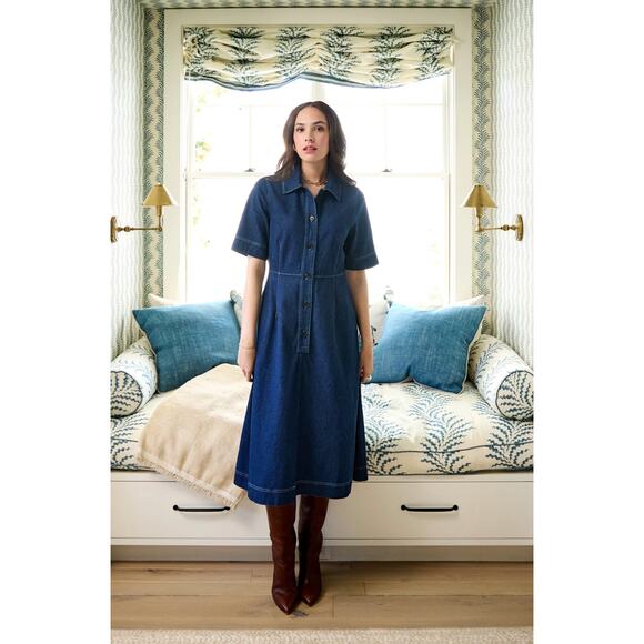 Maxwell and Geraldine Dresses & Skirts - Maxwell and Geraldine Tuckernuck Amelia Denim Jean Button Midi Shirt Dress L